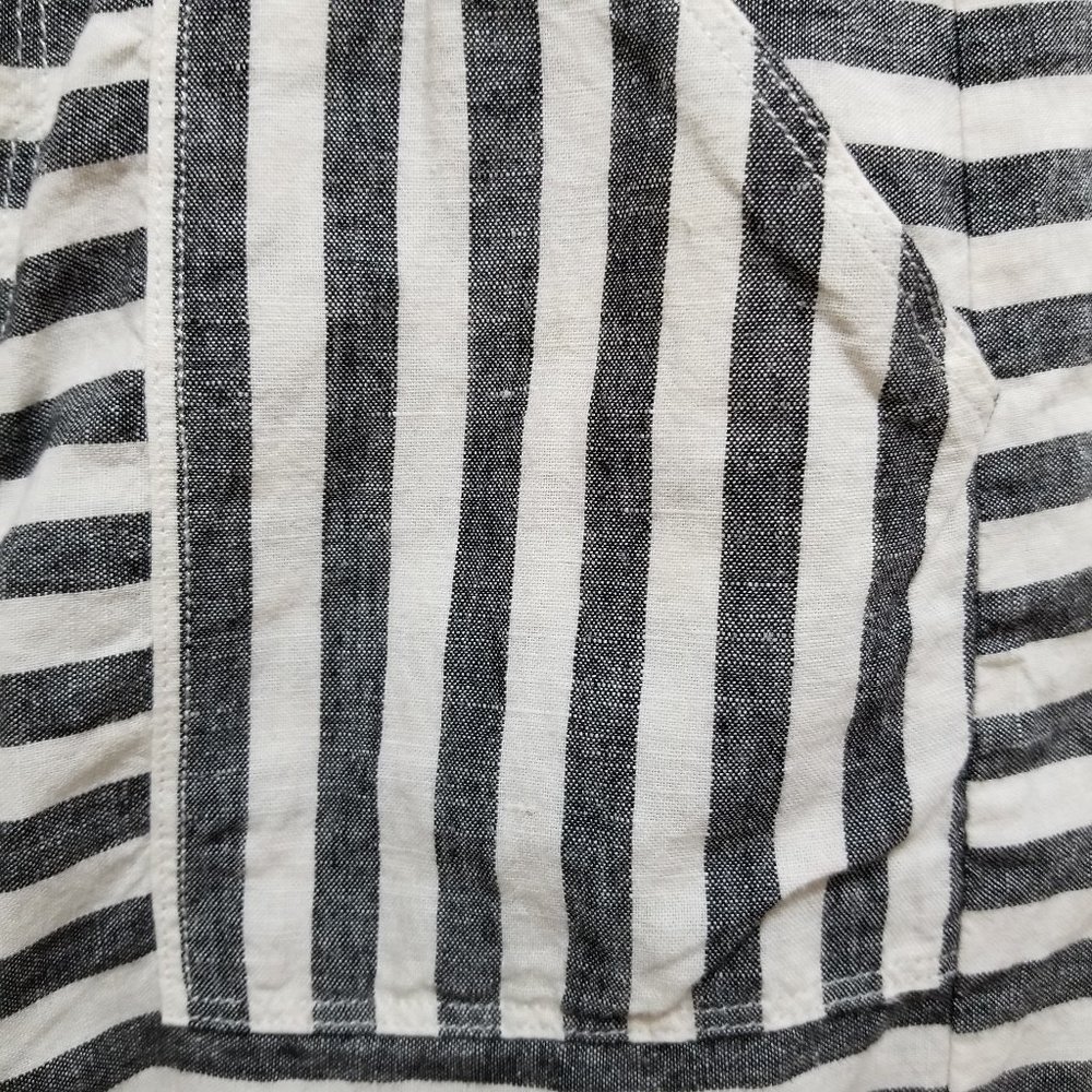 Broadway & Broome skirt 2 Striped Linen pencil railroad stripes pockets mini - Picture 8 of 15